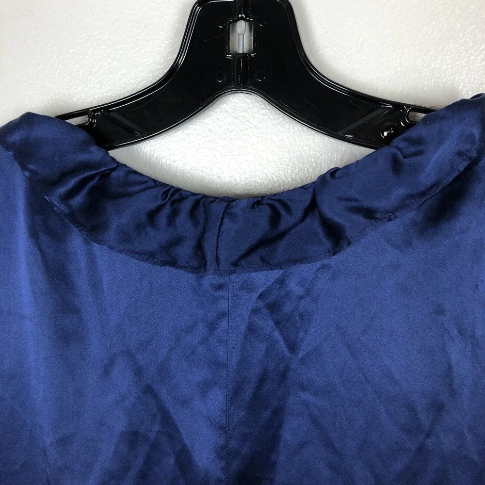 Juicy Couture Silk Romper Womens Size S Luxury Navy Ruffle Tie Front Pockets NEW